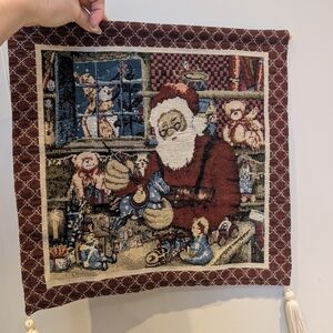 Santa Claus Tapestry Wall Hanging - Red and White